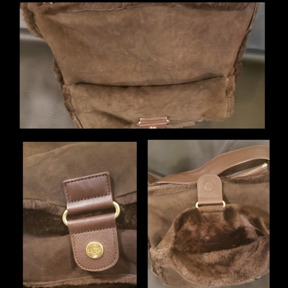 UGG Australia Brown Suede & Leather Shoulder Bag - Picture 3 of 12